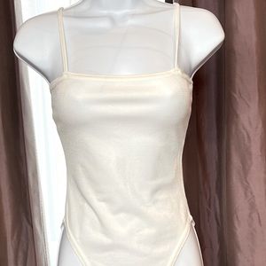 White spaghetti strap bodysuit